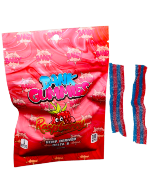 Delta-8 Dank Gummies – Raspberry Gummy Belts 1000mg